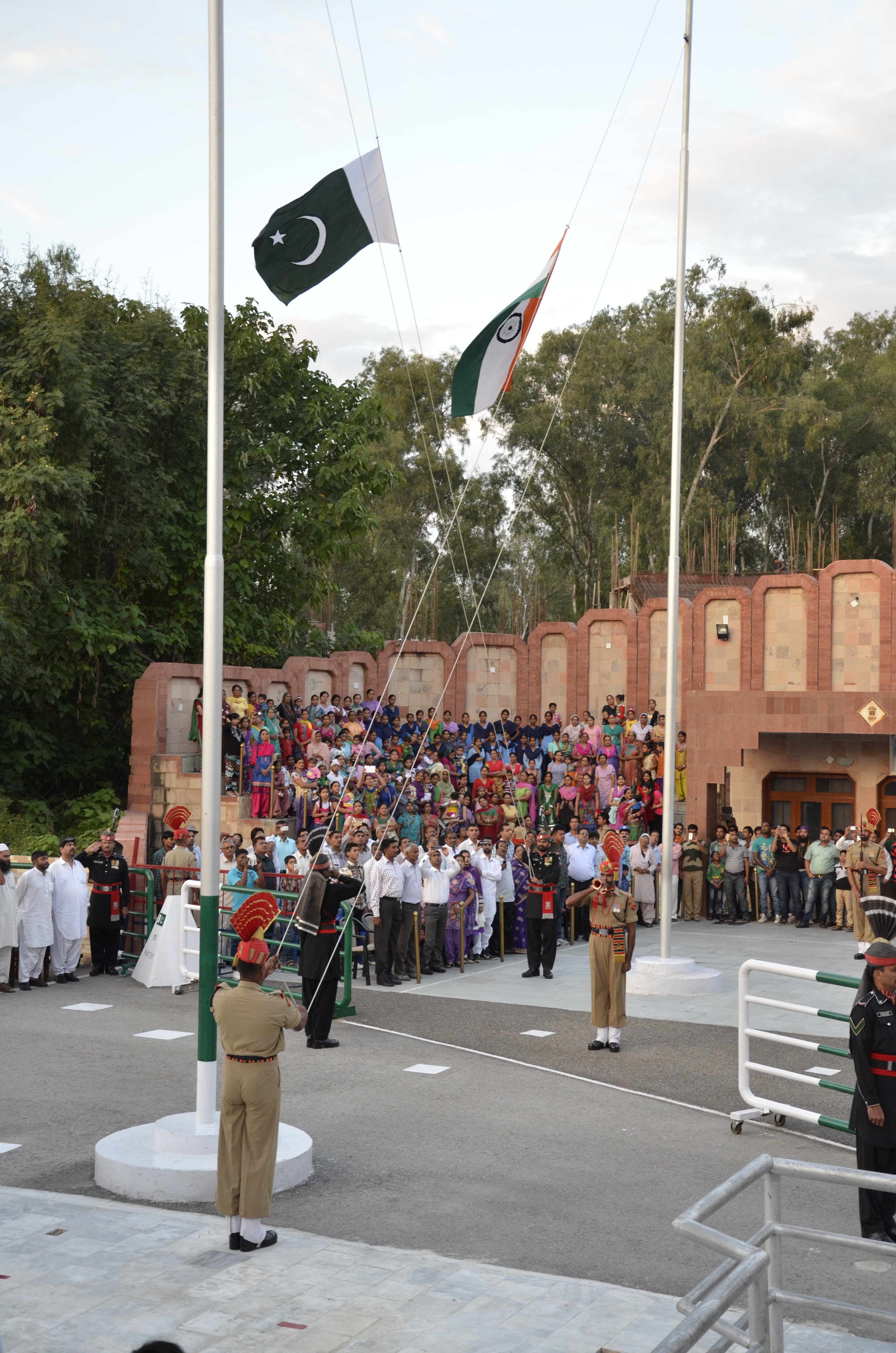 Flag ceremony at Ganda Singh Wala border