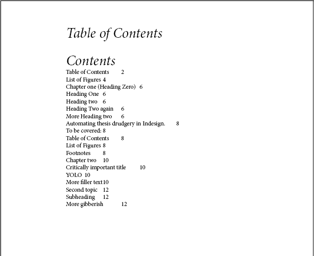 Dissertation list of tables example